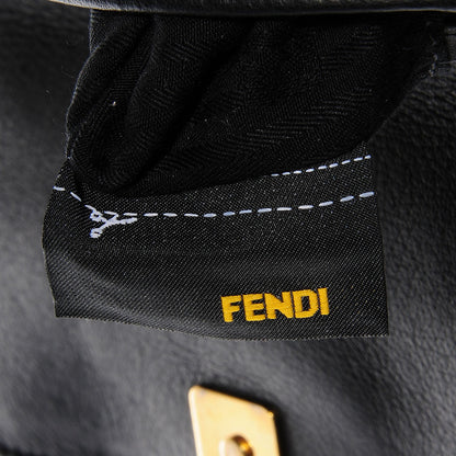 Fendi Vitello Flamingo Enamel Fendista Pouchette Crossbody Black 9 of 11