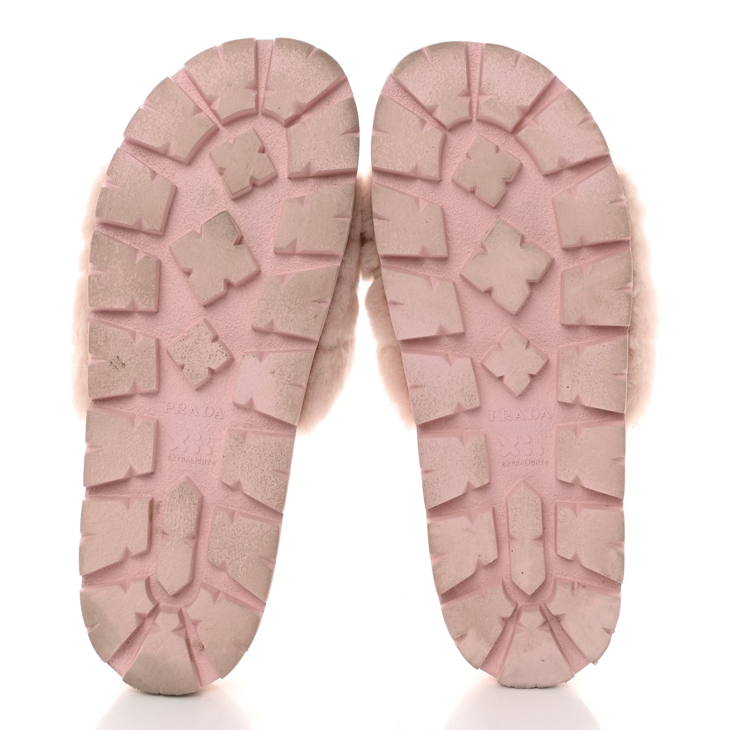 Prada Shearling Metal Triangle Logo Lug Sole 20mm Slide Sandals 40.5 Orchidea 4 of 7