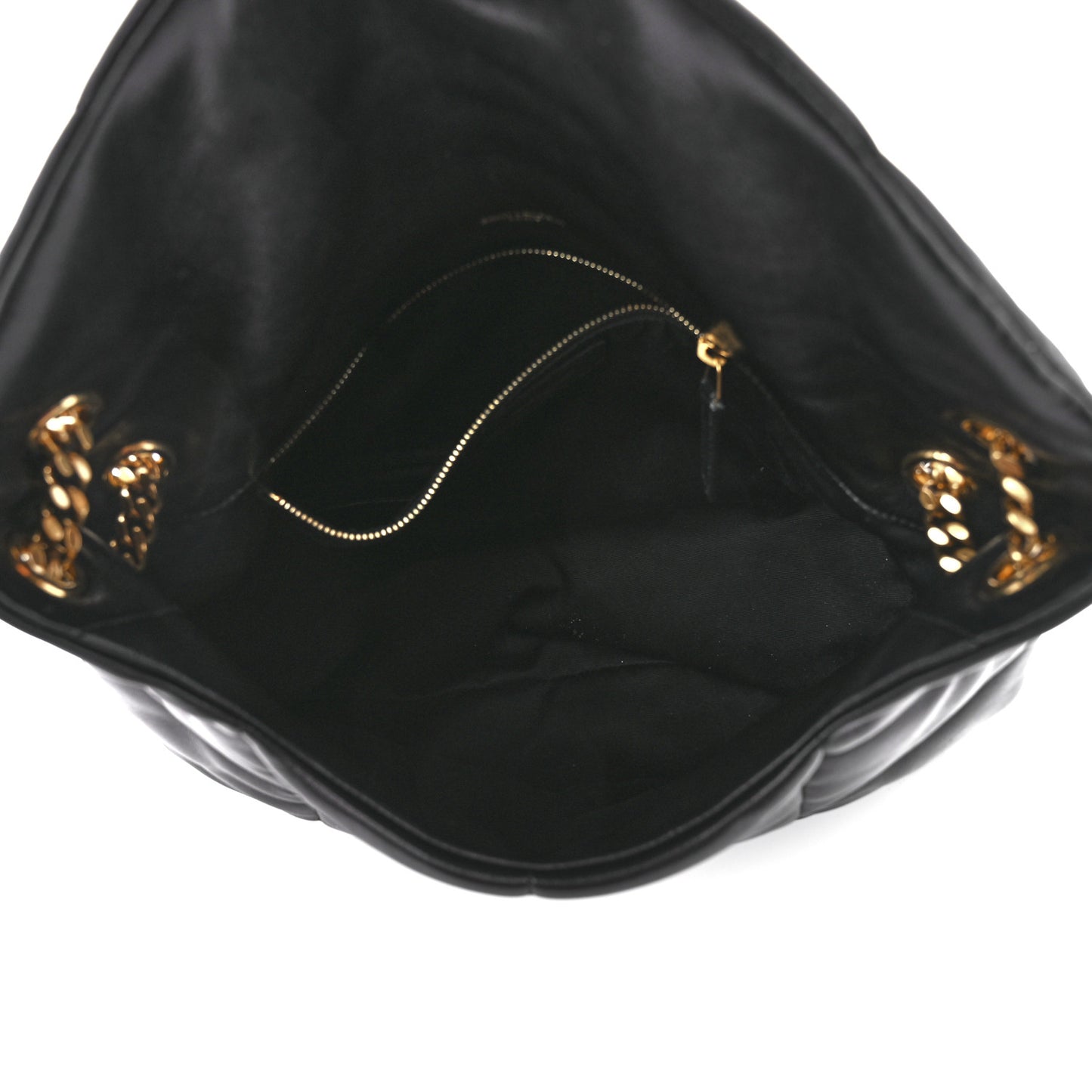 Lambskin Quilted Medium Loulou Puffer Monogram Chain Satchel Black