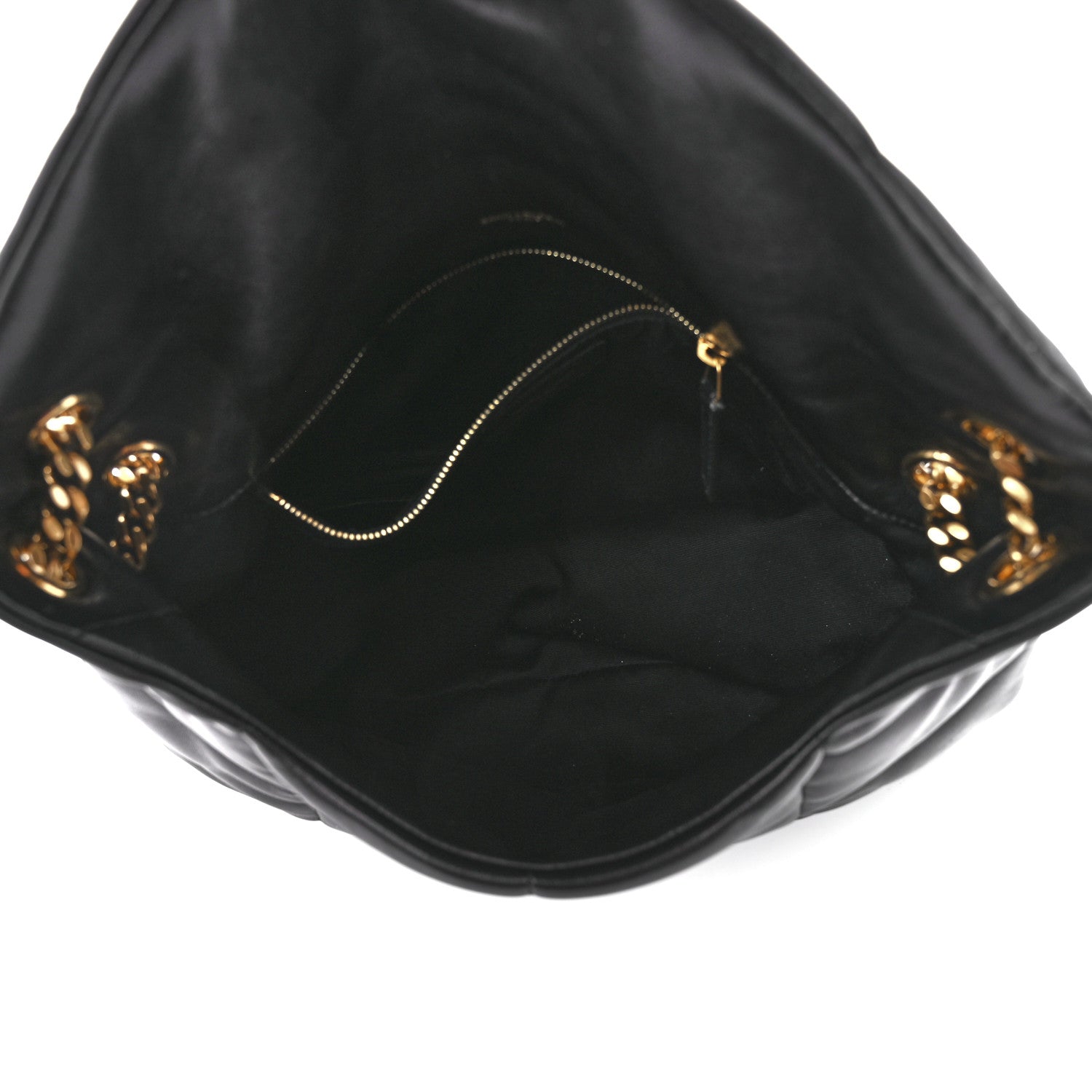 Saint Laurent Lambskin Quilted Medium Loulou Puffer Monogram Chain Satchel Black 5 of 12