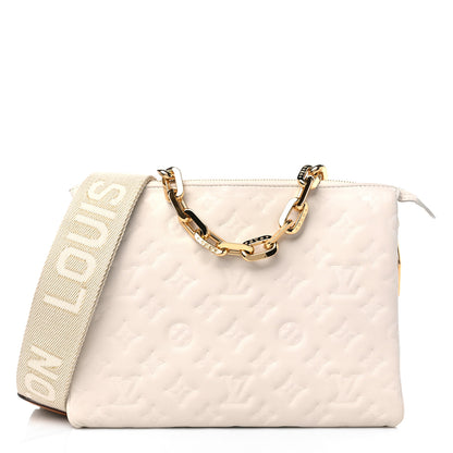 Louis Vuitton Lambskin Embossed Monogram Coussin PM Beige Cream 1 of 10