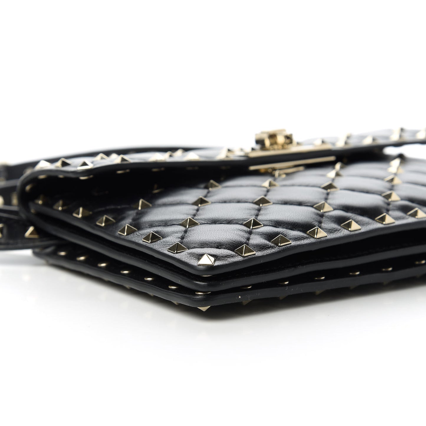 Lambskin Rockstud Spike Crossbody Bag Black