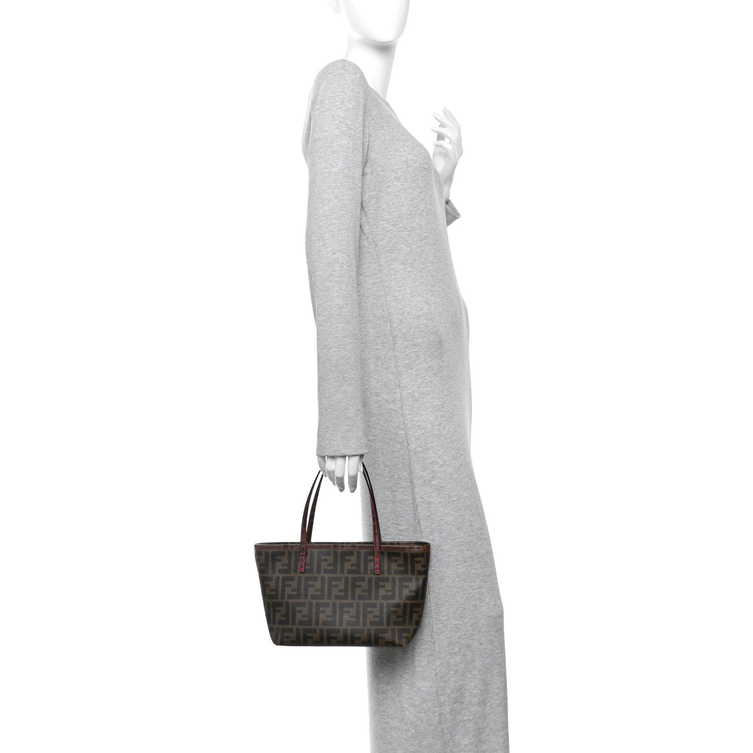 Fendi Zucca Spalmati Vitello FF Mini Roll Tote Tobacco Pink 2 of 10