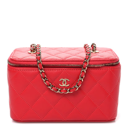Chanel Caviar Quilted Small Vanity Case With Chain Red 1 of 10