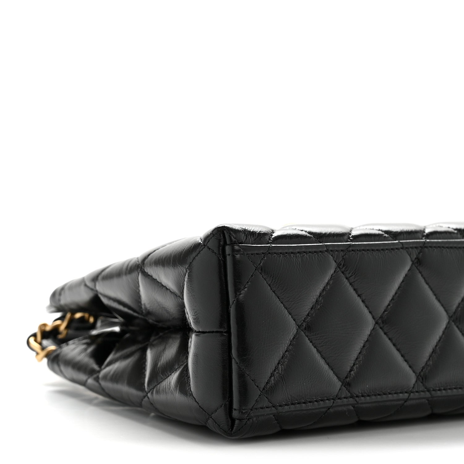 Chanel Shiny Aged Calfskin Quilted Nano Kelly Shopper Black 9 of 12