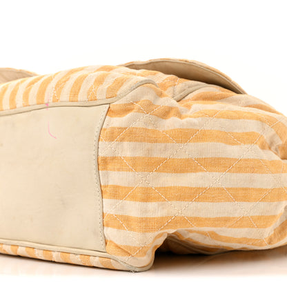 Chanel Canvas Striped CC Flap Ivory Yellow 10 of 15