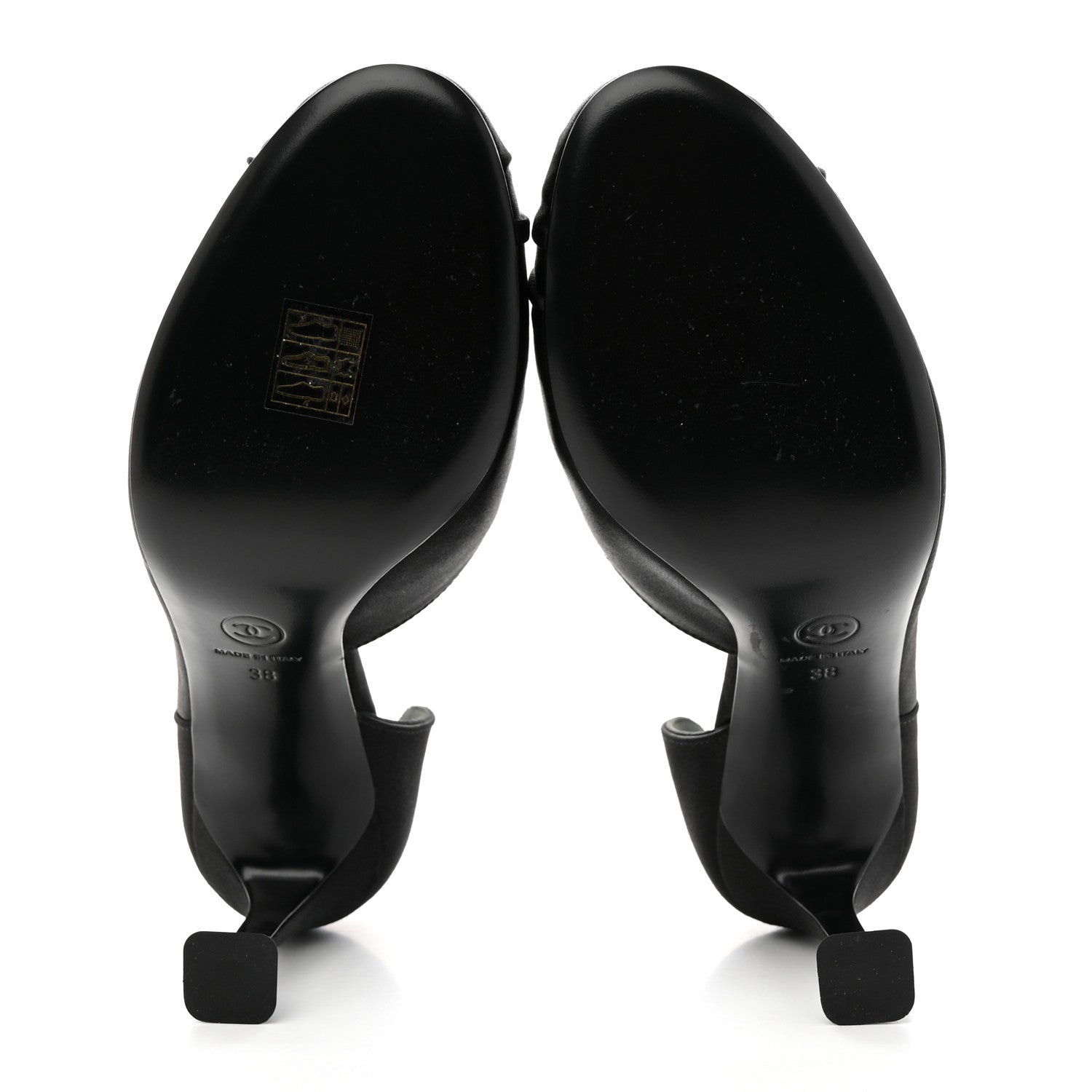 Chanel Satin Strass CC Pumps 38 Black 5 of 11