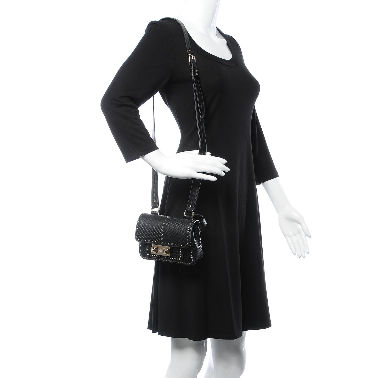 Lambskin ZiggyStud Rockstud Convertible Crossbody Belt Bag Black