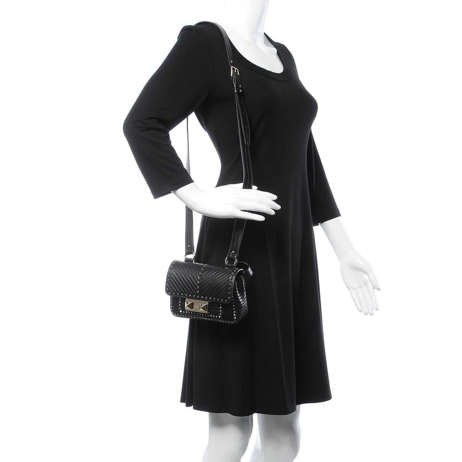 Valentino Garavani Lambskin ZiggyStud Rockstud Convertible Crossbody Belt Bag Black 2 of 8