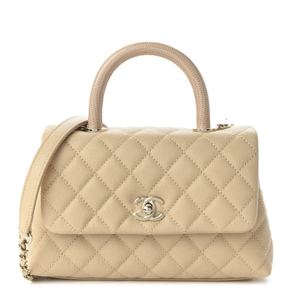 Chanel Caviar Lizard Quilted Mini Coco Handle Flap Beige 1 of 11