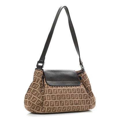 Fendi Zucchino Vitello Drawstring Shoulder Bag Testa di Moro Beige 2 of 10