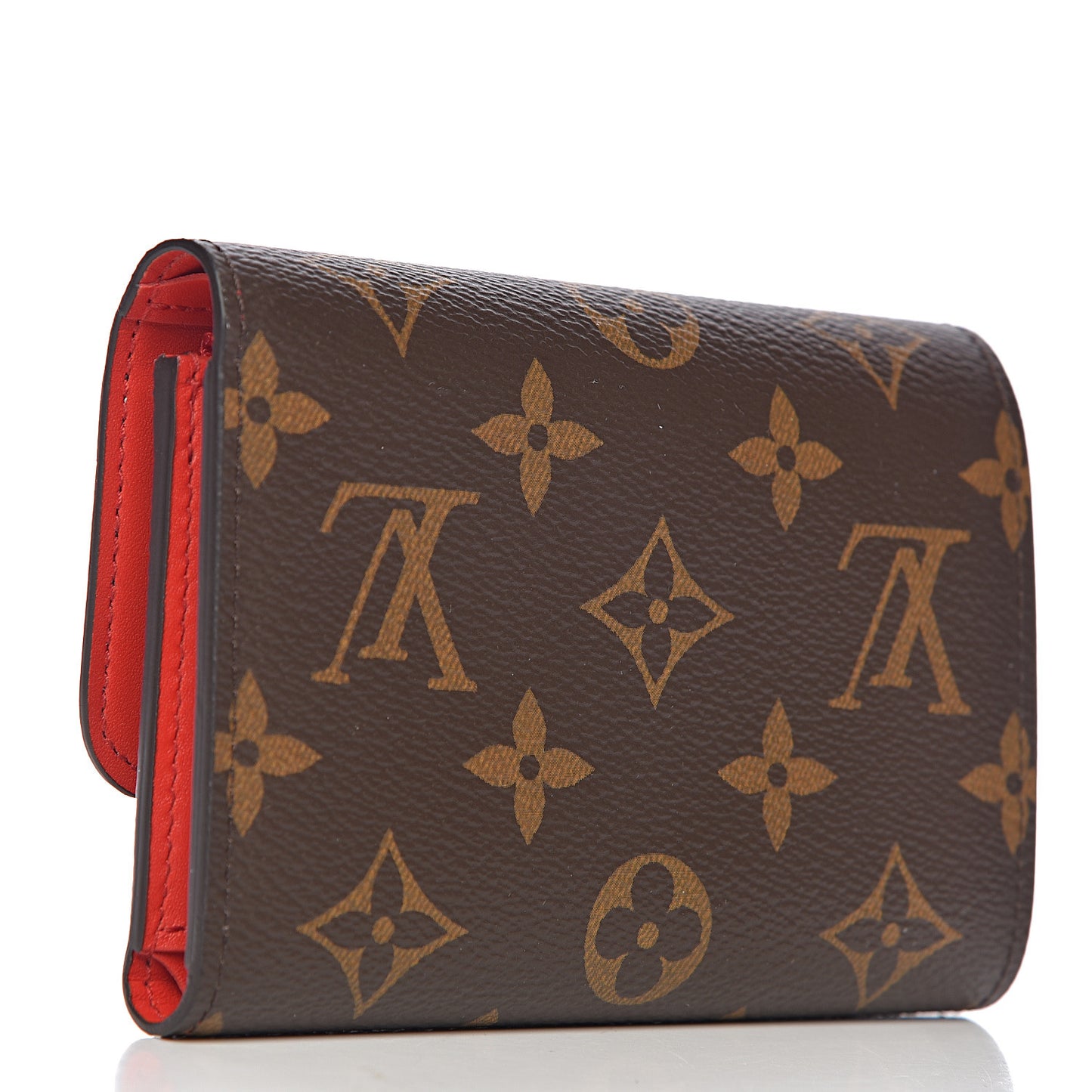 Monogram Flower Lock Compact Wallet Coquelicot