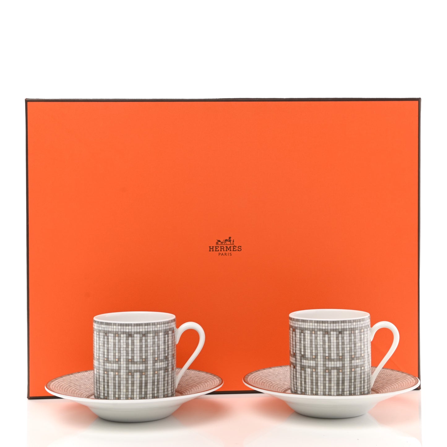 Porcelain Mosaique au 24 Coffee Cup and Saucer Set of 2