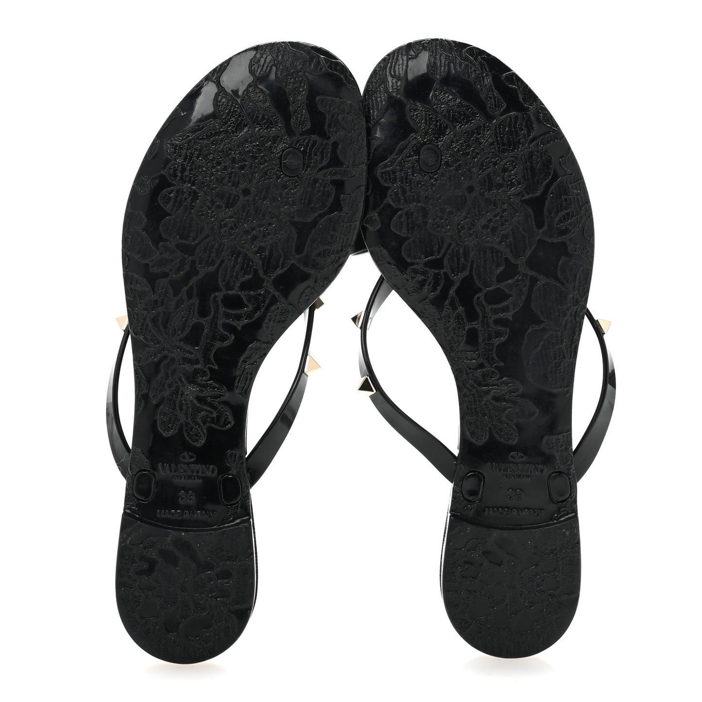 PVC Jelly Rockstud Bow Thong Sandals 39 Black