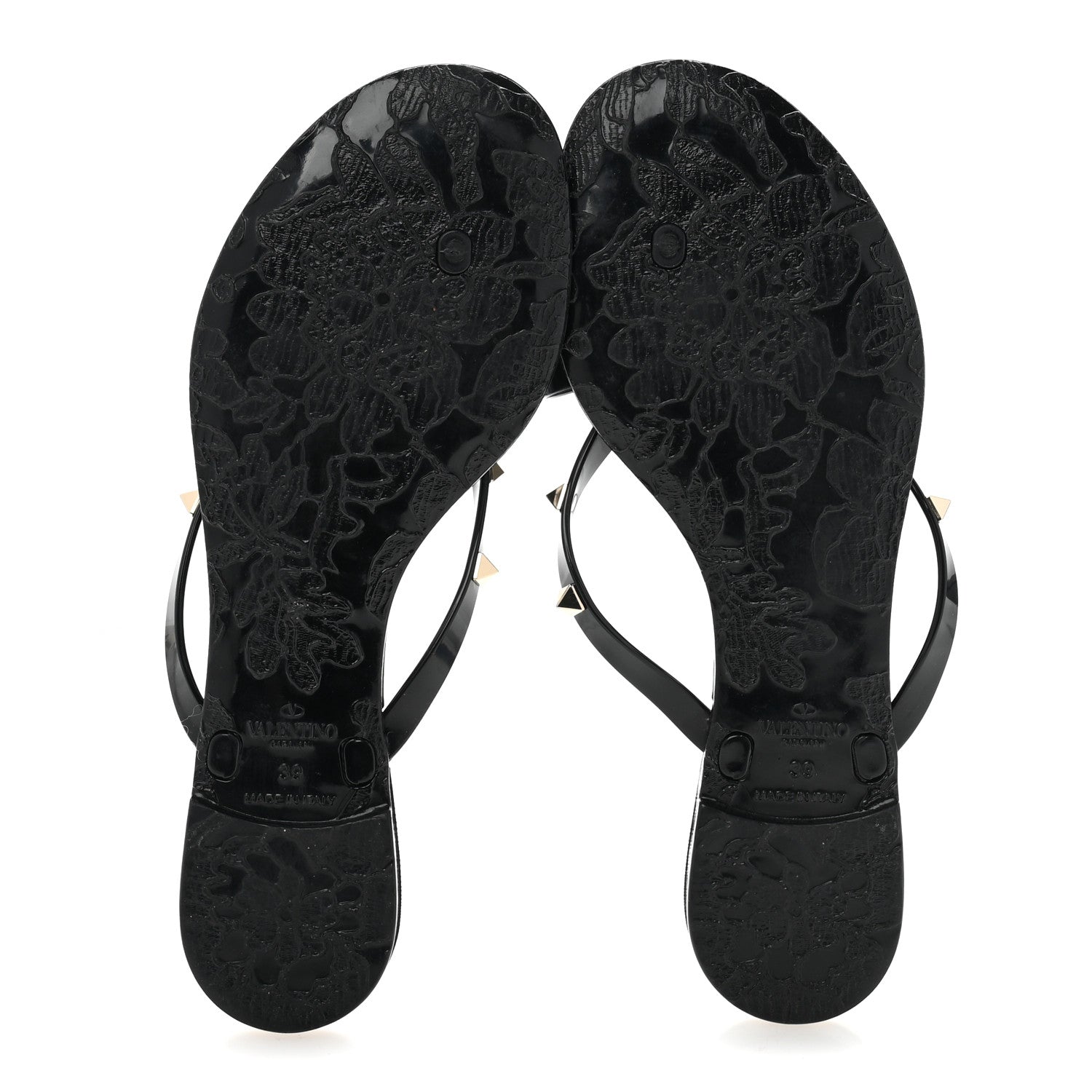 Valentino Garavani PVC Jelly Rockstud Bow Thong Sandals 39 Black 6 of 9