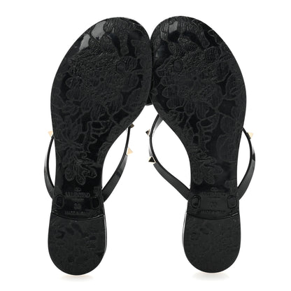 Valentino Garavani PVC Jelly Rockstud Bow Thong Sandals 39 Black 6 of 9