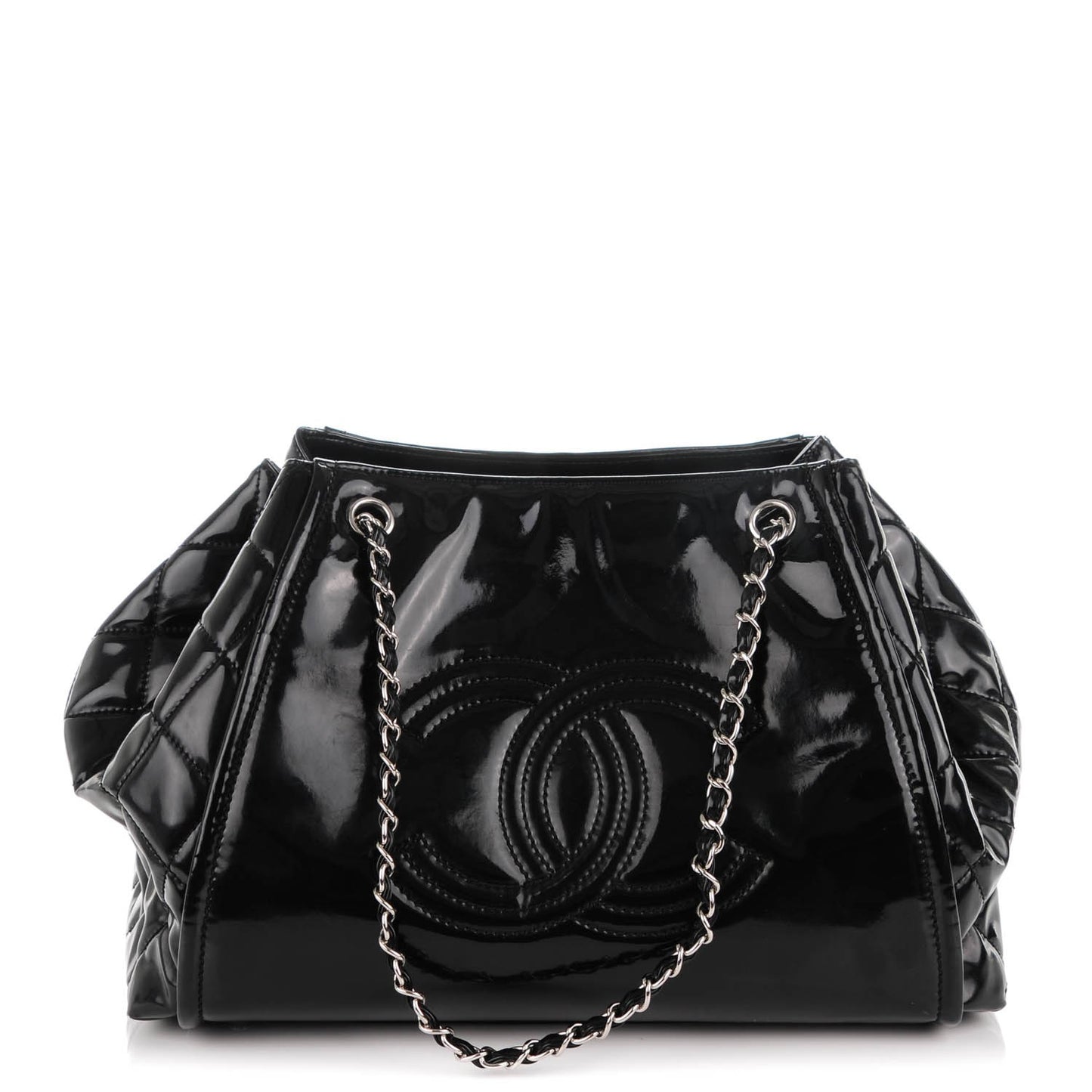 Vinyl Large Lipstick Ligne Accordion Tote Black