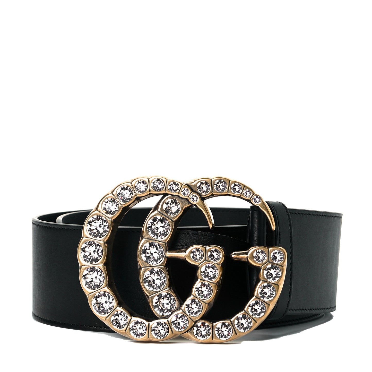 Calfskin Crystal Double G 55mm Belt 80 32 Black