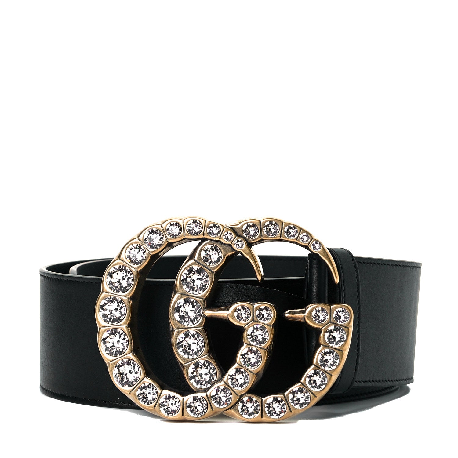 Gucci Calfskin Crystal Double G 55mm Belt 80 32 Black 1 of 4
