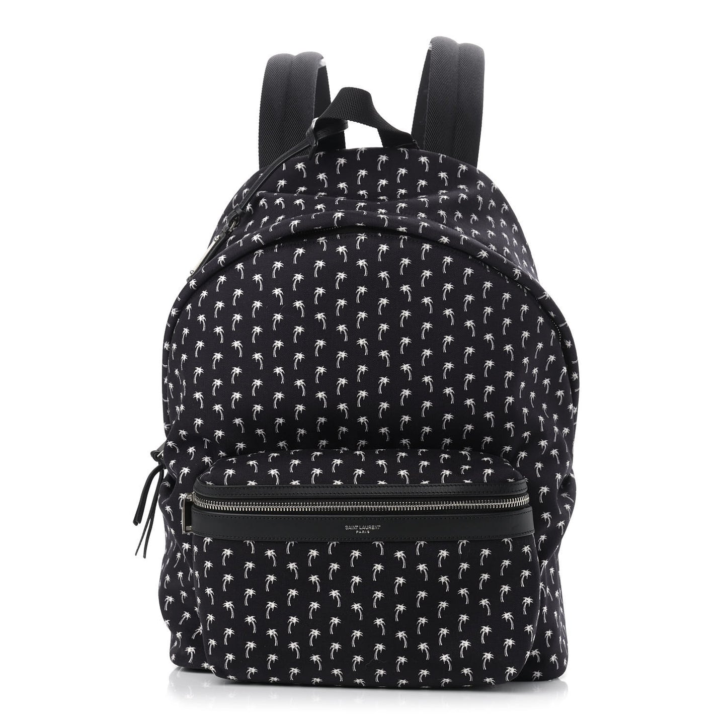 Canvas Palm Tree Print City Backpack Black White