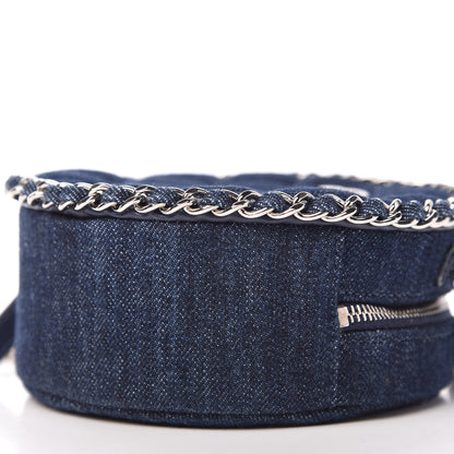 Chanel Denim Quilted Round Clutch With Chain Blue 7 of 11