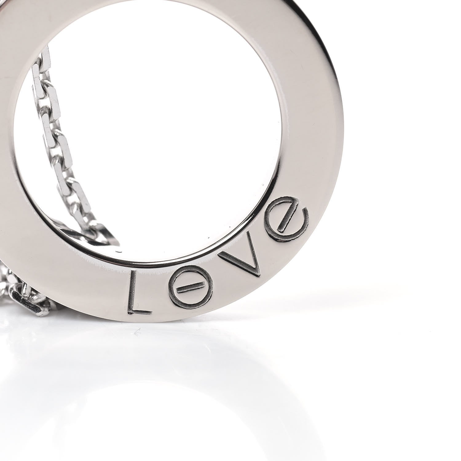 Cartier 18K White Gold Diamond LOVE Paved Necklace 4 of 7