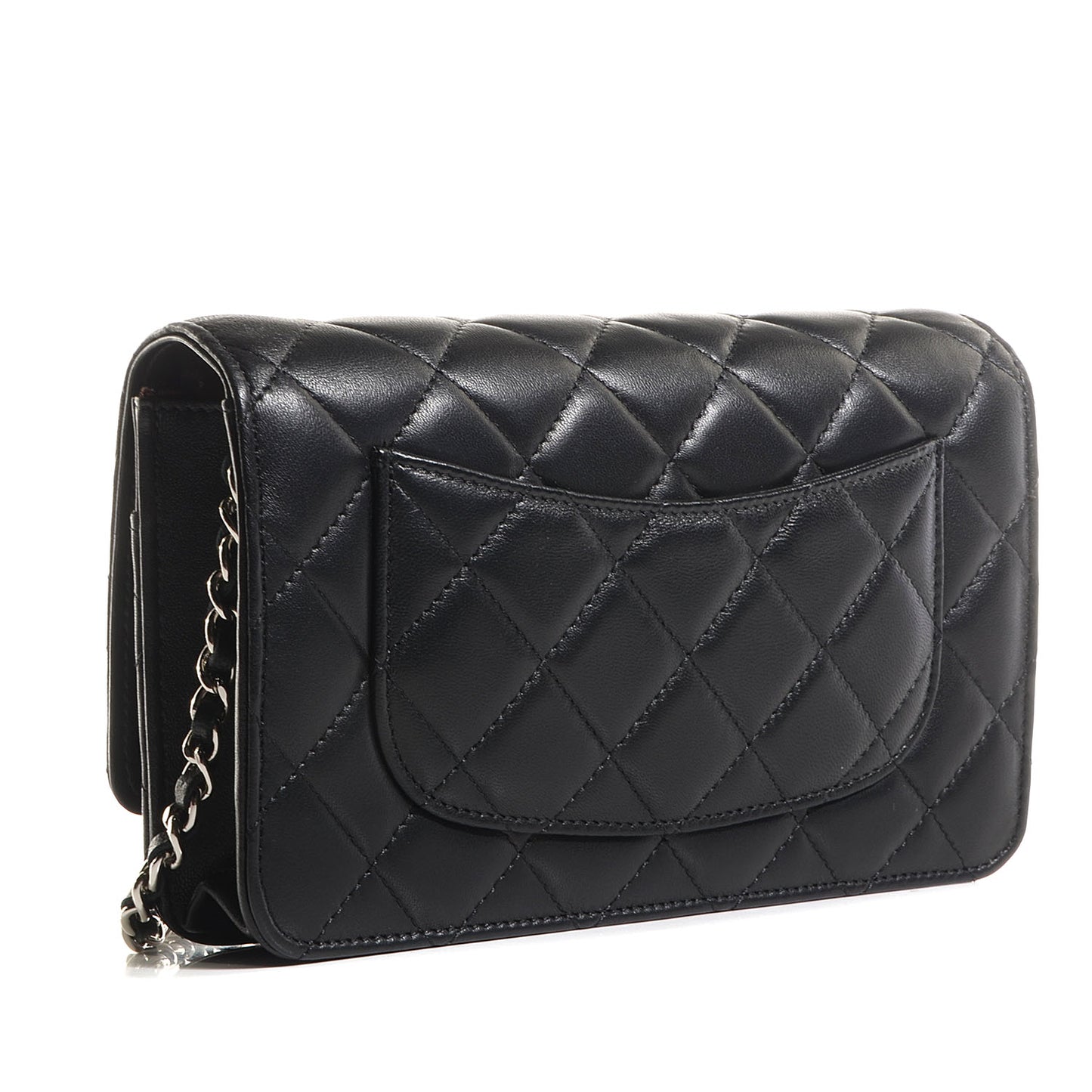 Lambskin Quilted Wallet On Chain WOC Black