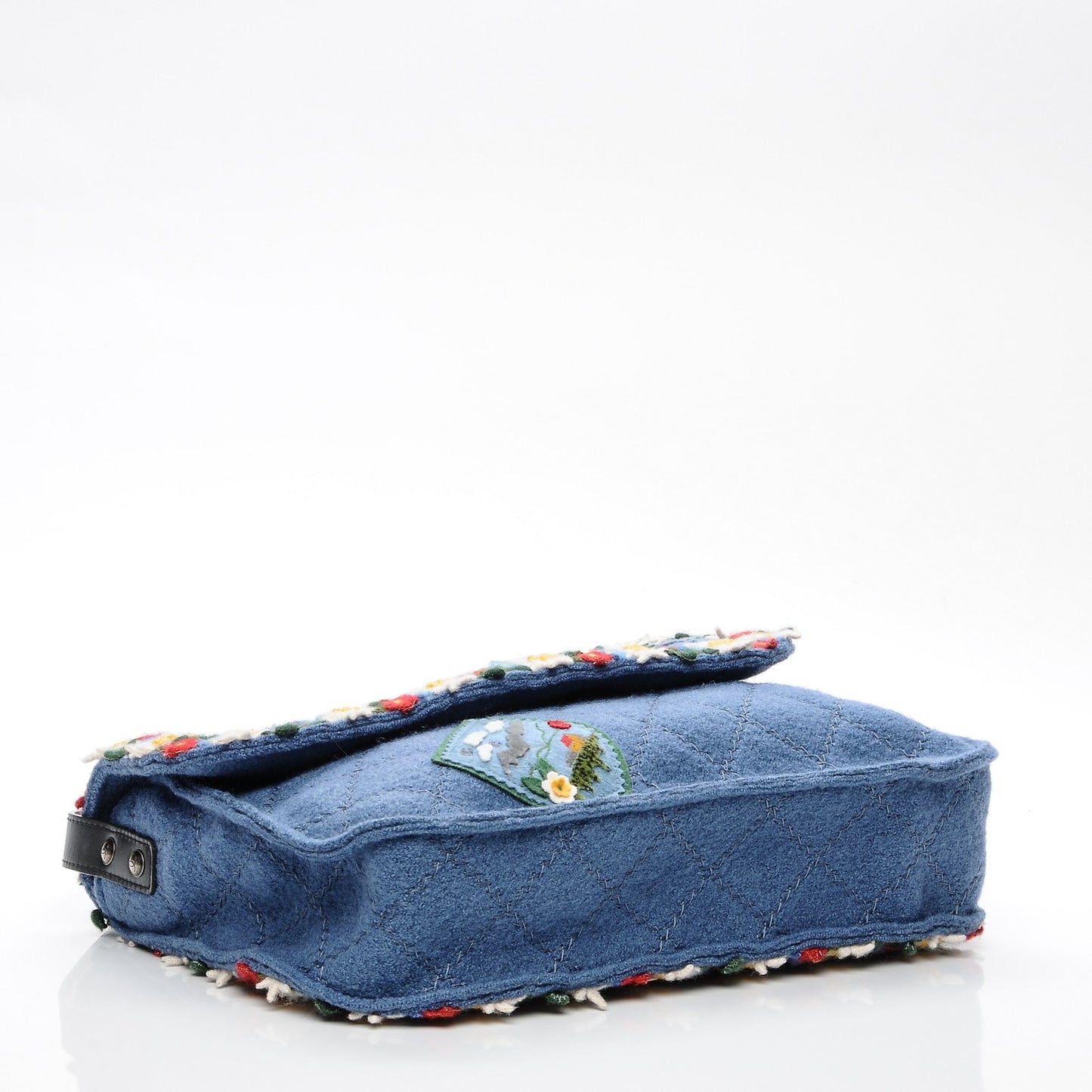Felt Embroidered Large Crest Austrian Satchel Blue