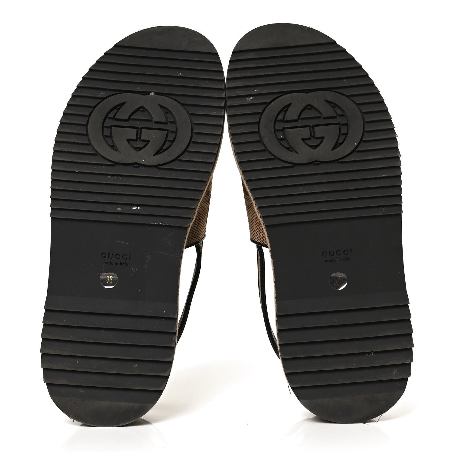Gucci Monogram Maxi GG Granada Kid Angelina Platform 35mm Slingback Sandals 38 Camel Ebony Black 7 of 12