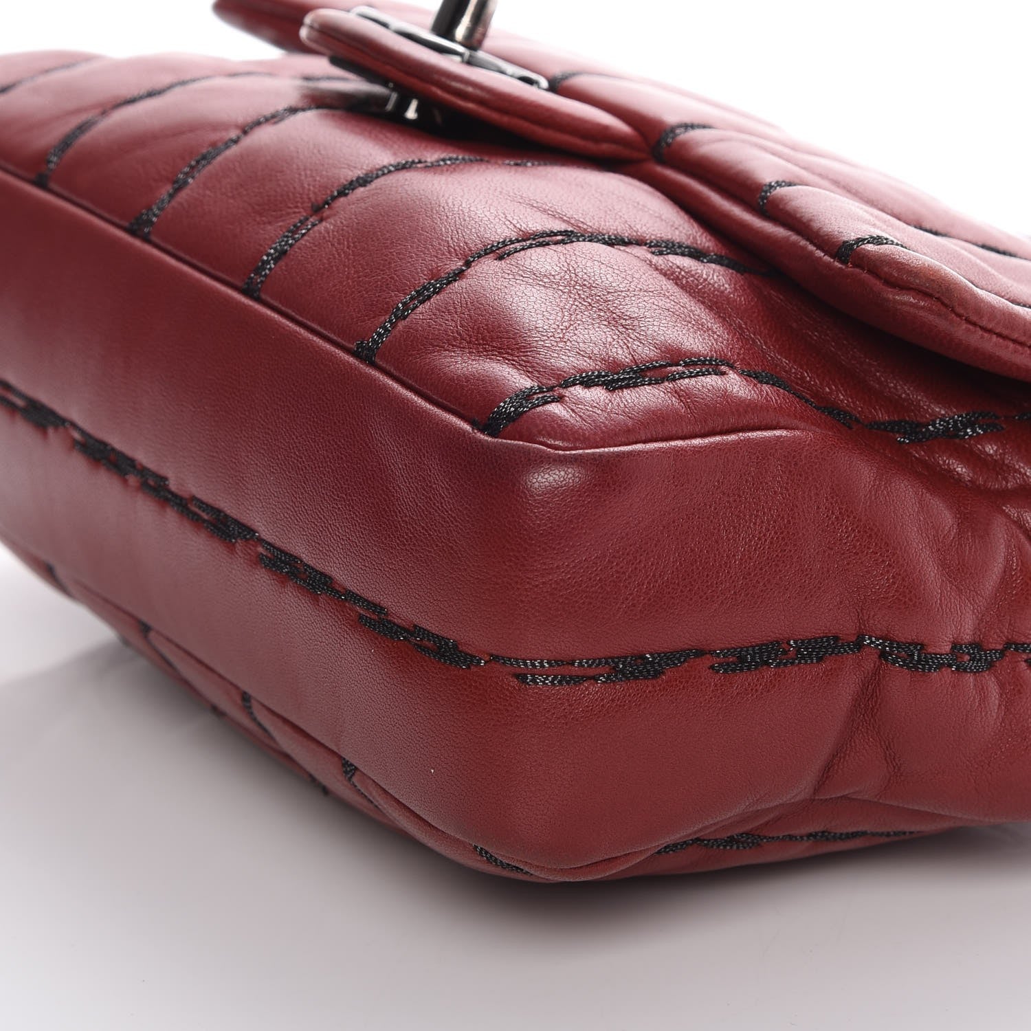 Chanel Lambskin Vertical Stitch Mini Flap Dark Red 13 of 13
