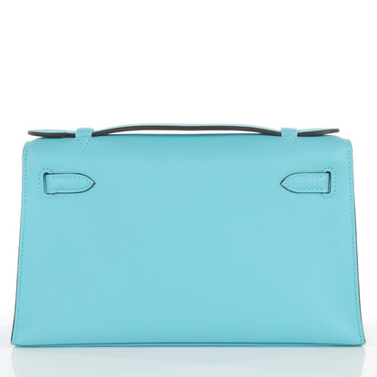 Hermes Swift Kelly Pochette Clutch Bleu Atoll 10 of 15