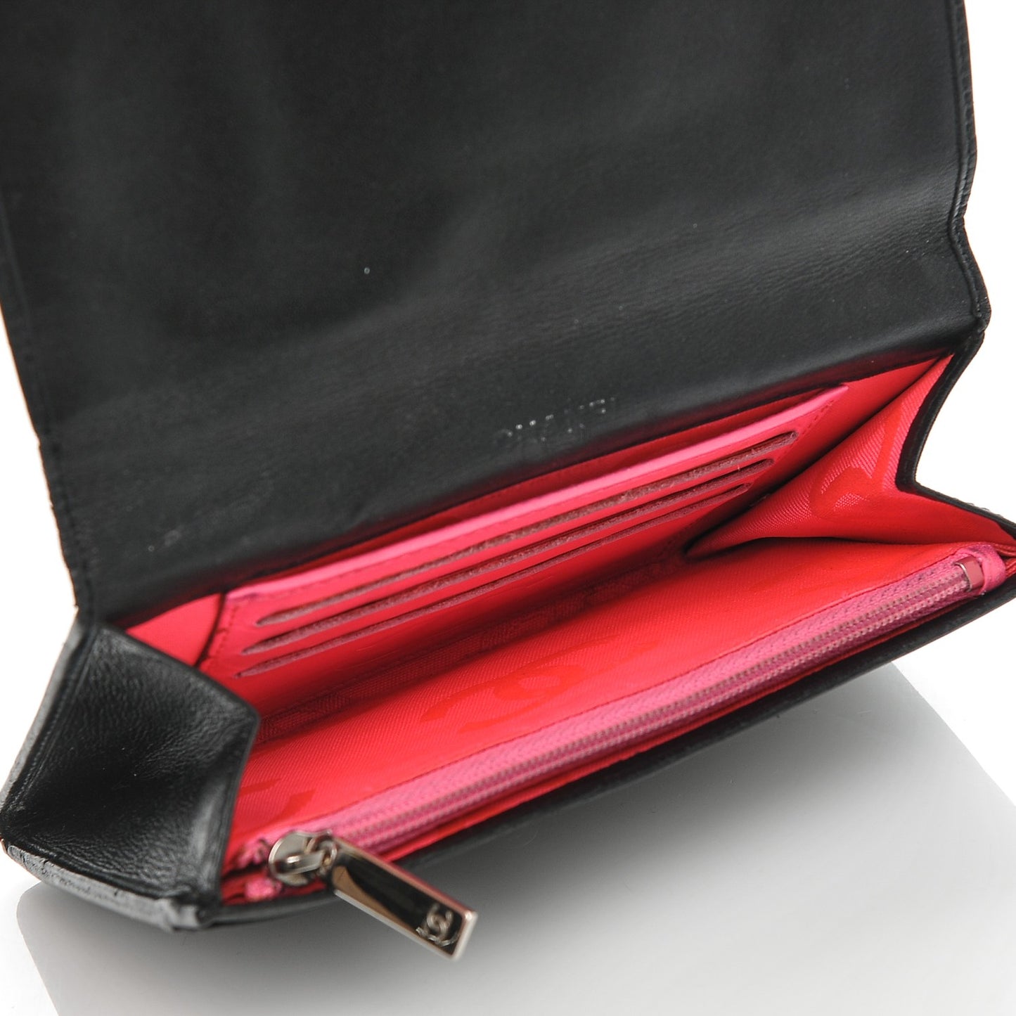 Calfskin Quilted Cambon Flap Wallet Black White