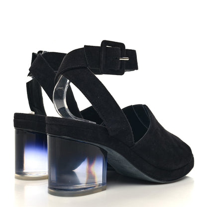 Hermes Suede Goatskin Polycarbonate Womens Flirt 60 Sandals 37 Black Ombre 4 of 9