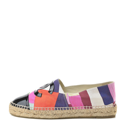 Chanel Patent Fabric Striped CC Espadrilles 39 Multicolor Black 1 of 13