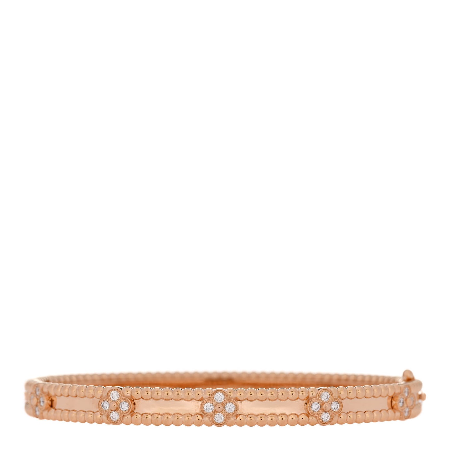 18K Rose Gold Diamond Perlee Sweet Clovers Bracelet M