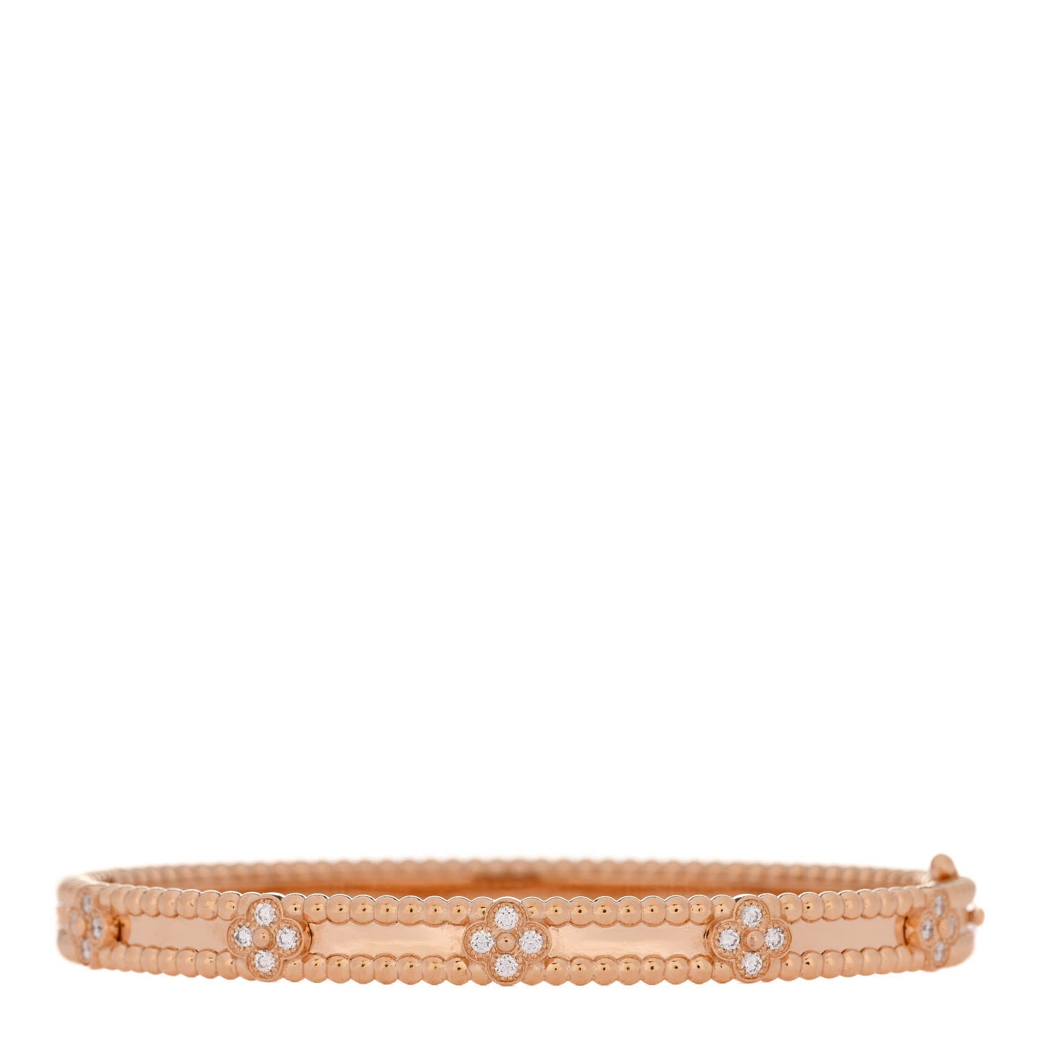 Van Cleef & Arpels 18K Rose Gold Diamond Perlee Sweet Clovers Bracelet M 2 of 4