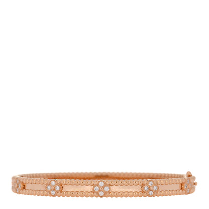 Van Cleef & Arpels 18K Rose Gold Diamond Perlee Sweet Clovers Bracelet M 2 of 4