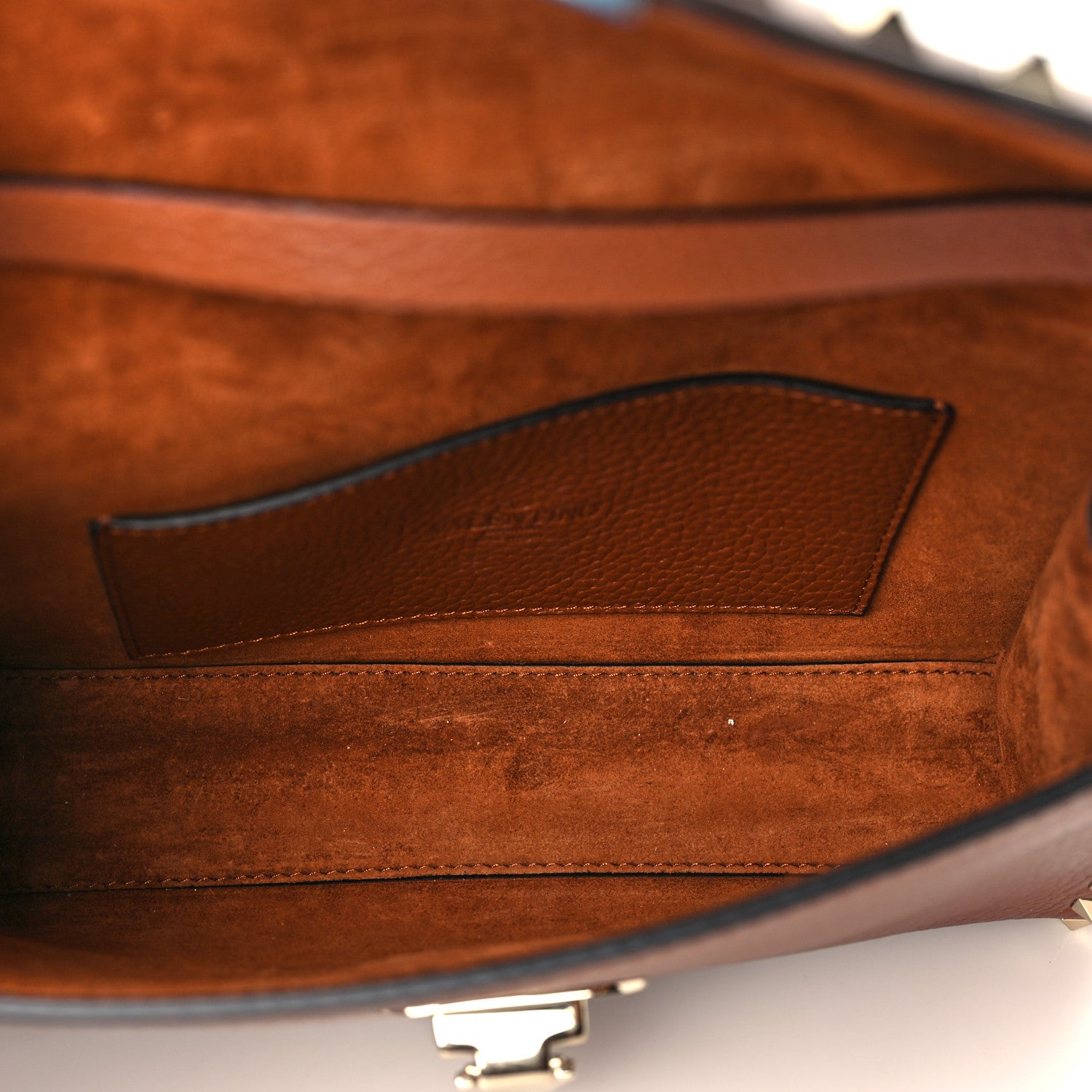 Valentino Garavani Pebbled Calfskin Medium Rockstud Flip Lock Crossbody Bag Saddle Brown 5 of 10