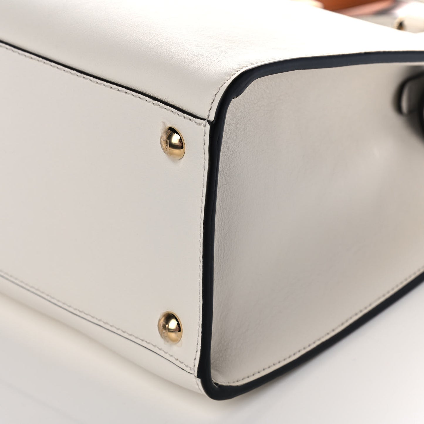 Vitello Seta Century Small Peekaboo X-Tote White Brandy