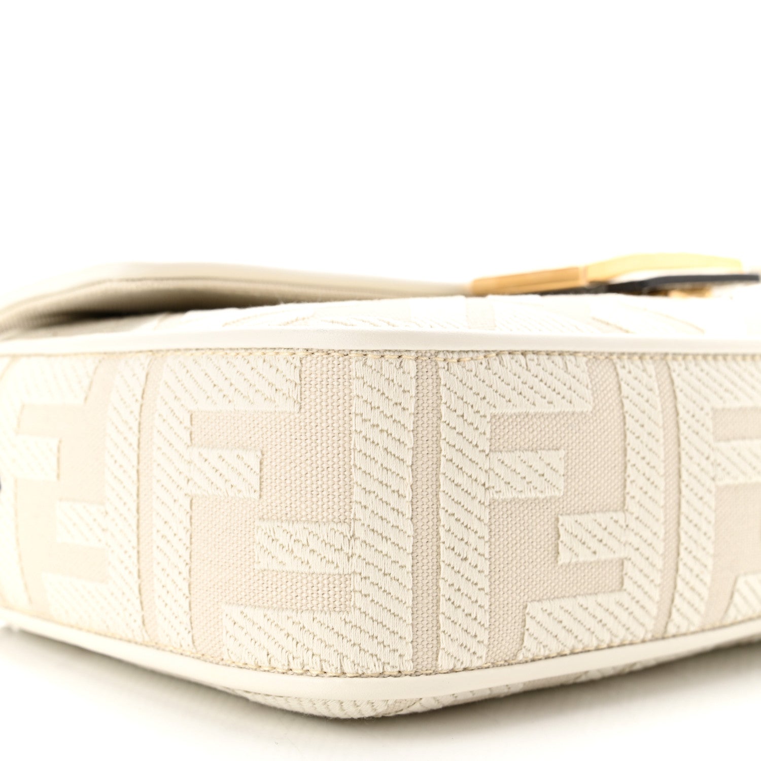 Fendi Canvas Vitello King Extra Strap FF Embroidered Baguette White Ice 9 of 11