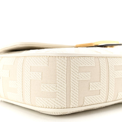 Fendi Canvas Vitello King Extra Strap FF Embroidered Baguette White Ice 9 of 11
