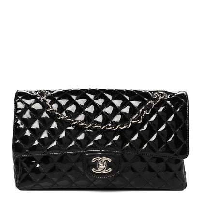 Chanel Patent Quilted Secret Label Medium Flap Black 1 of 12