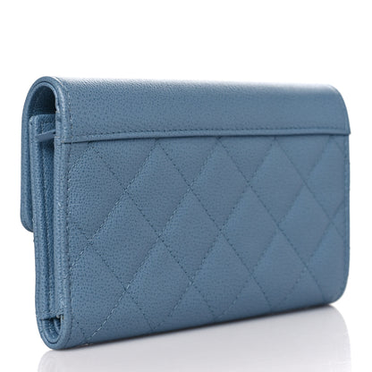 Chanel Grained Calfskin Quilted CC Box Flap Wallet Light Blue 4 of 11