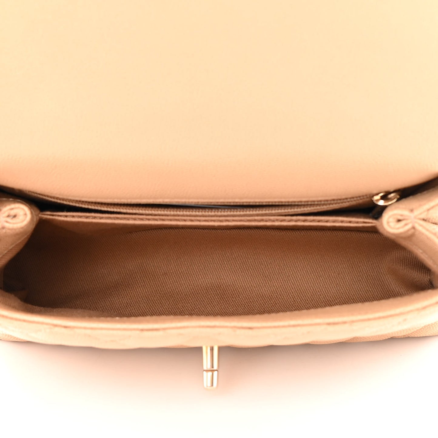 Caviar Lizard Embossed Quilted Mini Coco Handle Flap Beige