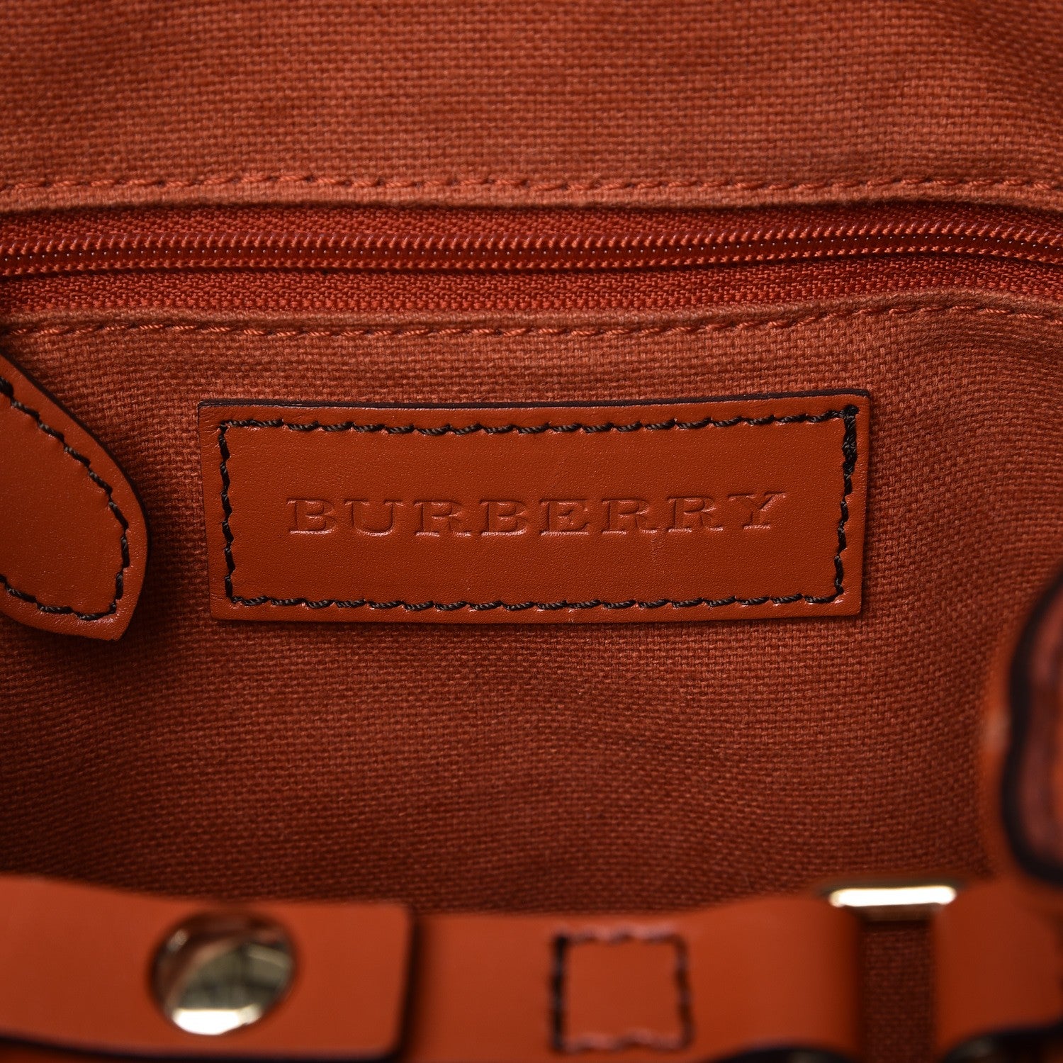 Burberry Haymarket Check Small Brogue Tassel Tote Bright Russet 6 of 12
