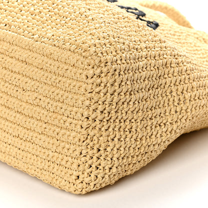 Prada Yarn Raffia Effect Crochet Embroidered Logo Tote Naturale 7 of 9
