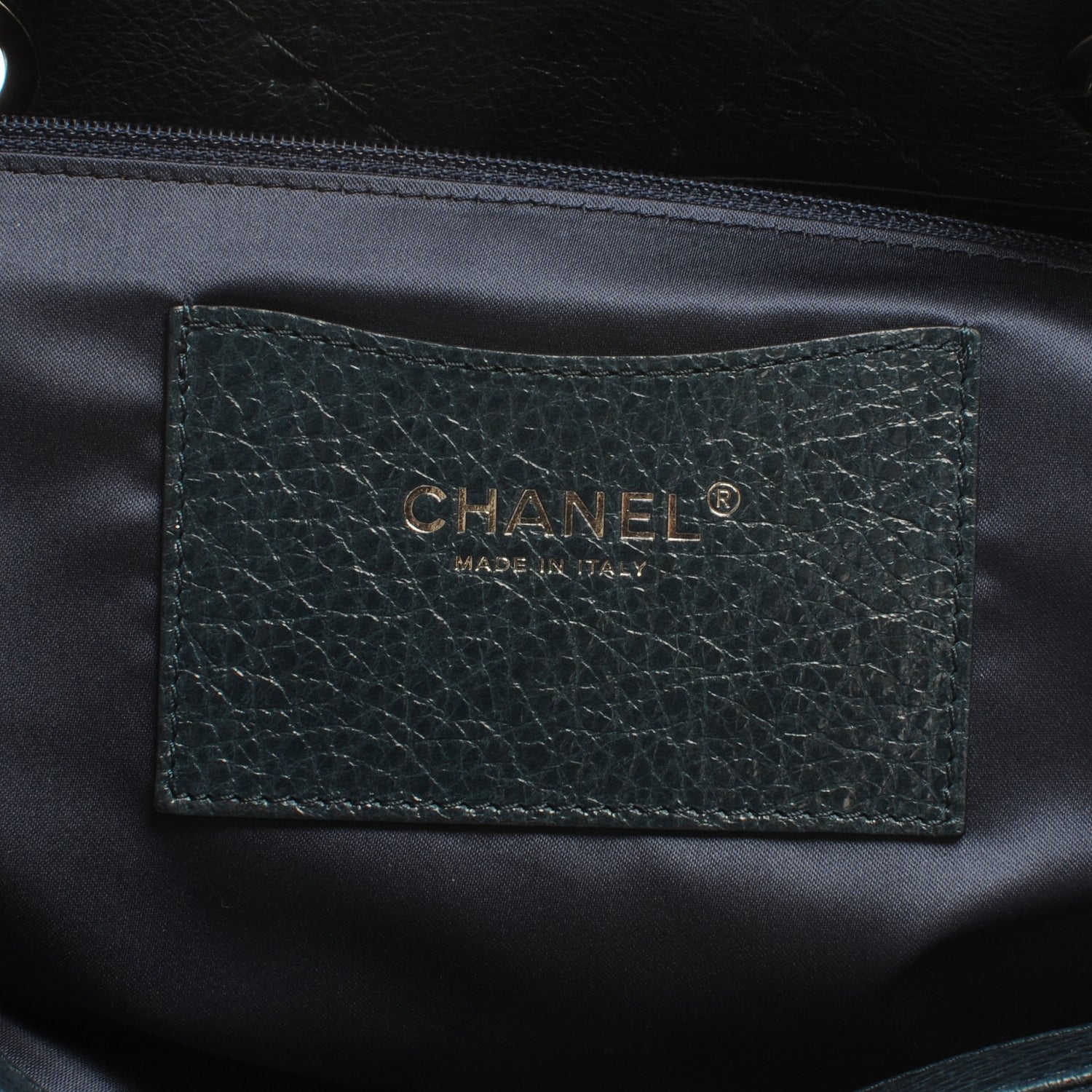 Chanel Glazed Calfskin Large On The Road Tote Dark Blue 6 of 7