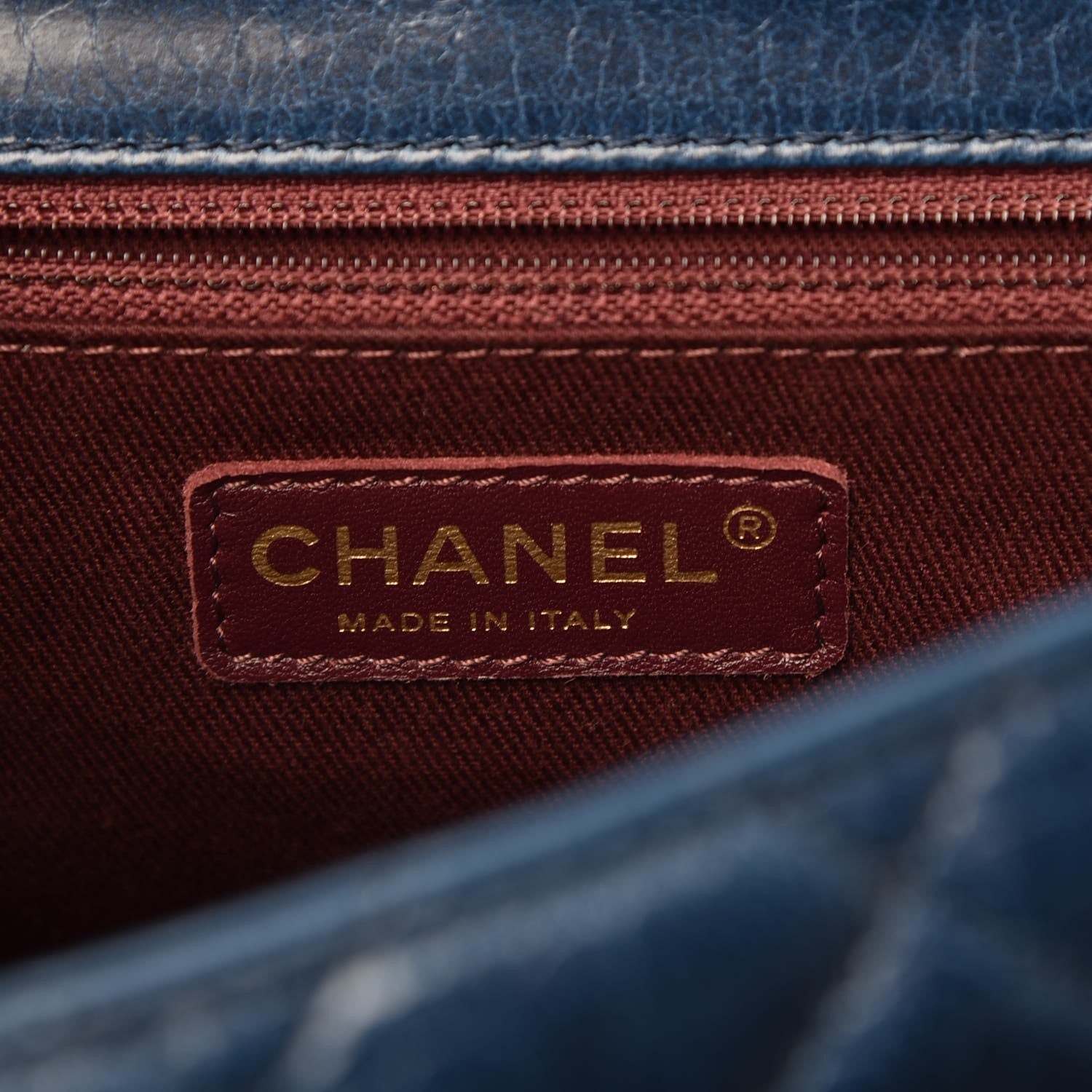 Chanel Glazed Calfskin Castle Rock Medium Flap Blue 6 of 13