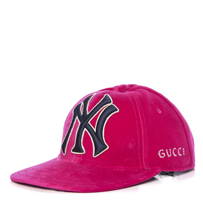 Gucci X MLB Velvet NY Yankees Baseball Hat 55-59 Pink 1 of 10