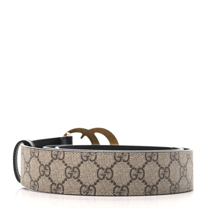 Gucci GG Supreme Monogram Matte Plutone Calfskin Double G 40mm Belt 95 38 Beige Ebony Black 2 of 5